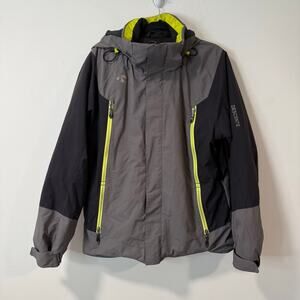 Descente Men's Ski Coat Move Sport System Jacket Snow Hooded Grey Black Medium